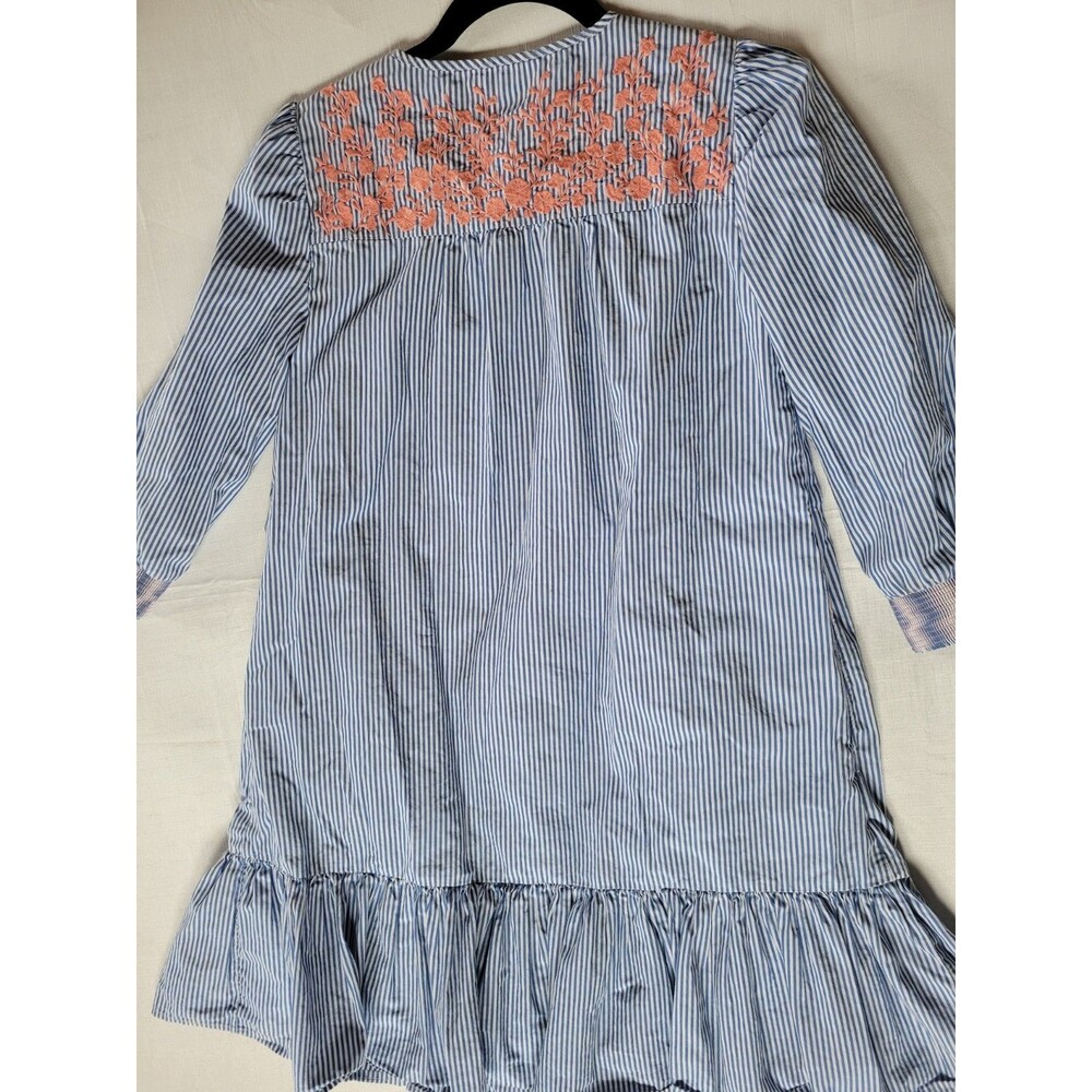 J. Crew Embroidered Popover Dress With Ruffle Hem SZ XXS  100% Cotton - Picture 7 of 11